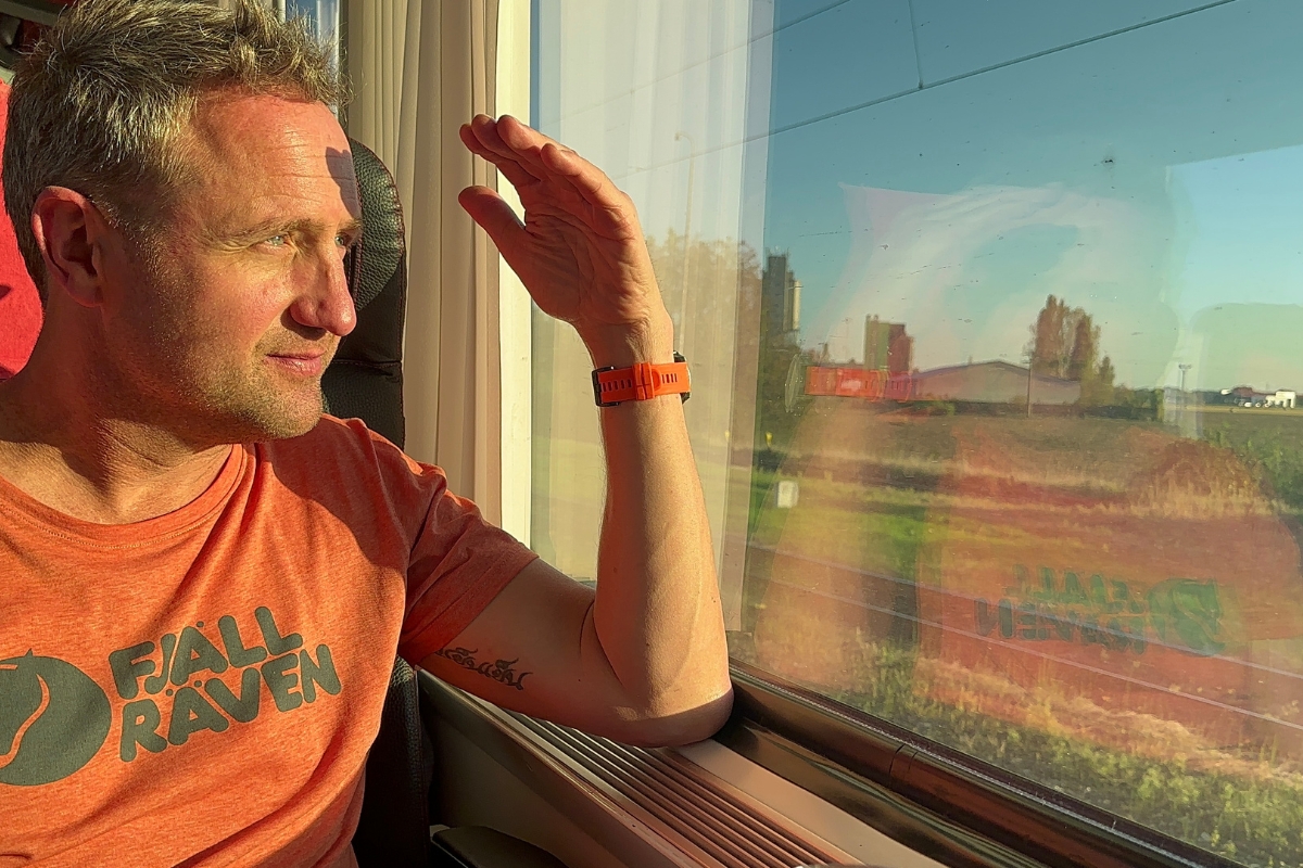 Nick on the train, To the Taj Mahal by rail